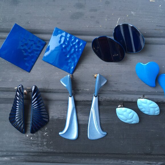 Blue Enamel Earring Lot (Lot of 6) - Picture 5 of 9